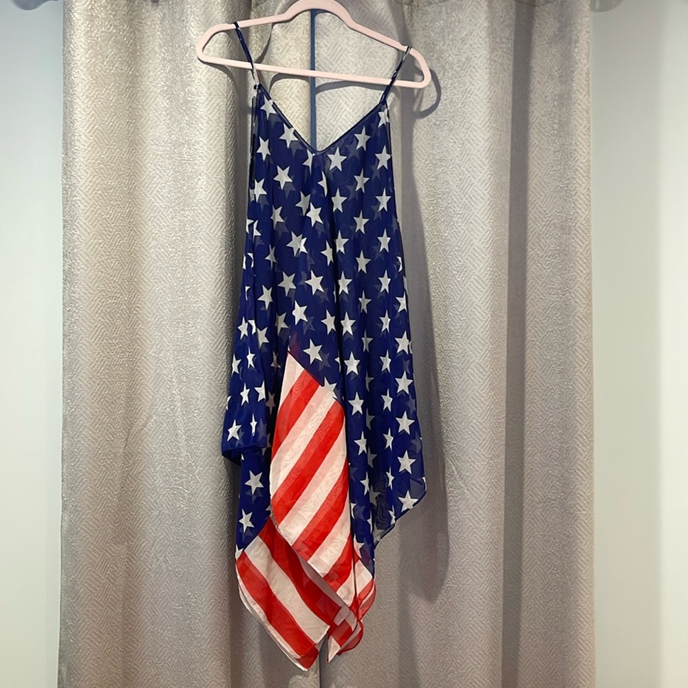 Sheer American Flag Beach Coverup